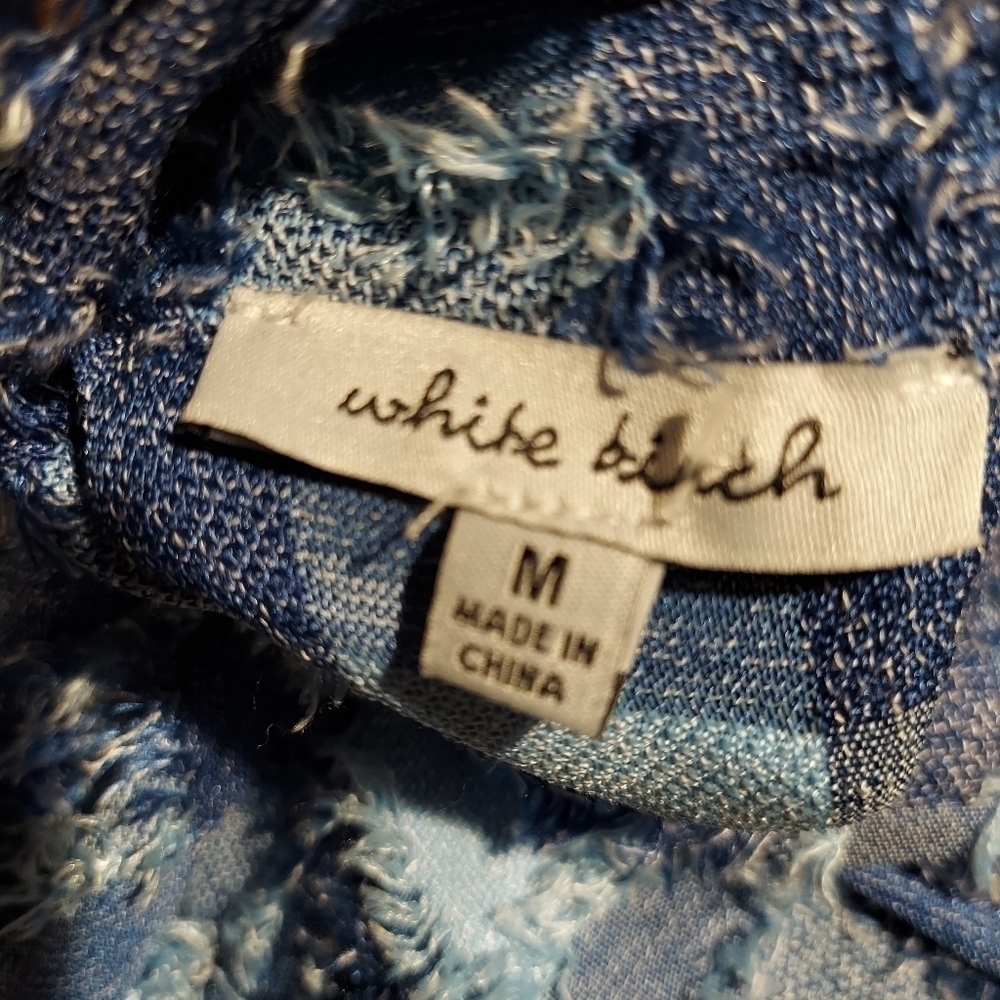 White Birch Cropped Patchwork Jacket Blue Womens … - image 4